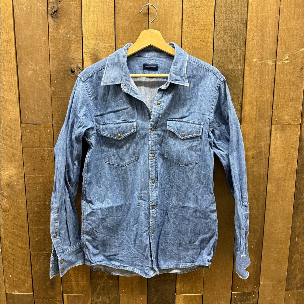 Proper Cloth Denim Button-Up Western Pearl Snap